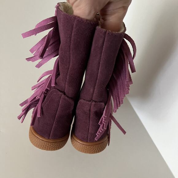 Livie & Luca Purple Suede Fringe Boots - Picture 3 of 14